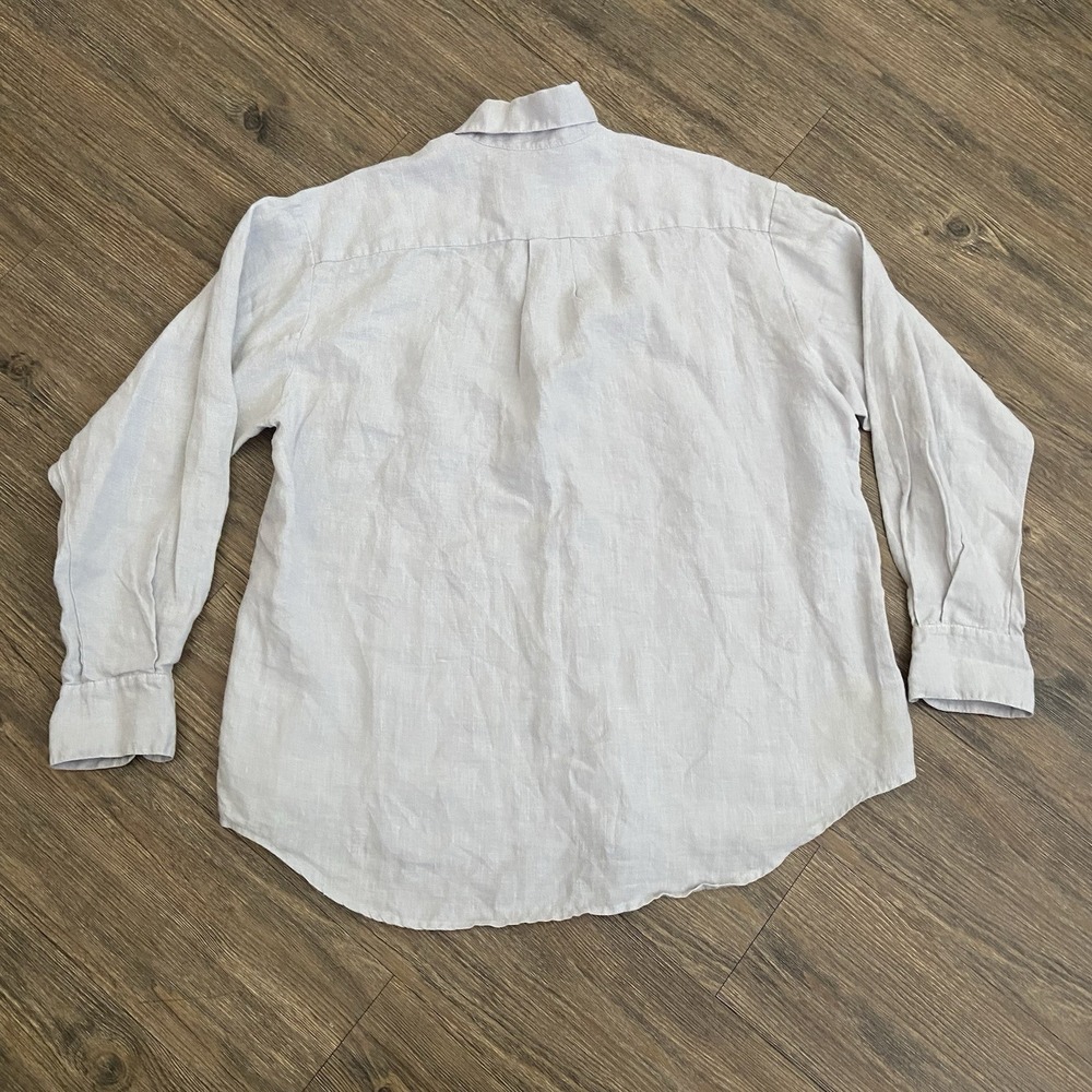 Bryn Walker Oversized Linen Button Front Pocket Shirt High Low Hem Size S - Picture 5 of 5